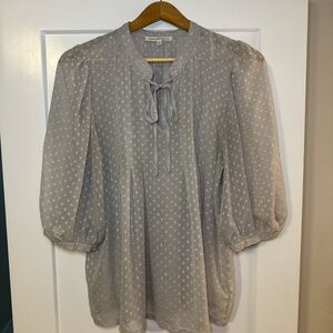Elegant Gray Polka Dot Blouse